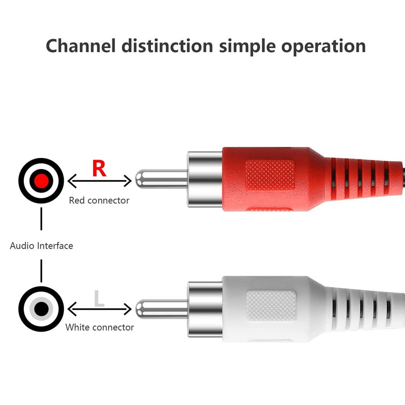 PASOW RCA Cables, 2RCA Male to 2RCA Male Stereo Audio Subwoofer Cable Dual Shielded RCA Cord for Home Theater, HDTV, Amplifier, Hi-Fi Systems, Speakers (30 Feet) - Image 3